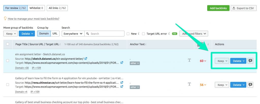SEMRUSH - BACKLINK AUDIT 2 NOTATED